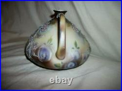 1890s HP NIPPON MORIAGE SHADOW PAINTED SQUAT VASE HANDLED JAPANESE ANTIQUE