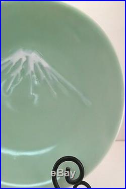 19th C Nabeshima Celadon Mt Fuji Hand Painted Antique Japanese Plate