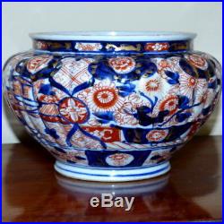 19th Century Meiji Period Imari Jardiniere Painted with Flowers and Buildings