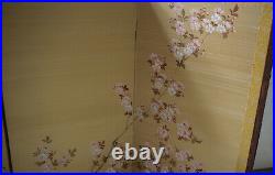 20th century Japanese hand painted wall screen cherry blossom design