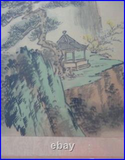 2 ANTIQUE JAPANESE ORIENTAL ORIGINAL LANDSCAPE WATERCOLOUR Paintings SIGNED