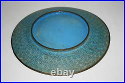 2 Pcs Antique Chinese Japanese Bronze Cloisonne Carved Painted Large Plate