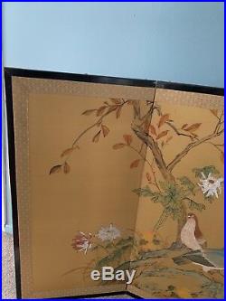 4 panel painted screen Japanese, good condition, silk painting
