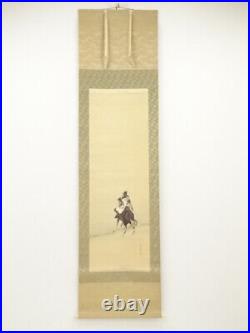 6588793 Japanese Hanging Scroll / Hand Painted / Samurai On Horse / Artist Work