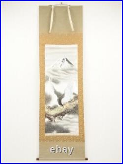 6625646 JAPANESE HANGING SCROLL / HAND PAINTED / Mt. FUJI WITH HAWK