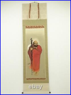 6802432 Japanese Hanging Scroll / Hand Painted / Red Bodhidharma