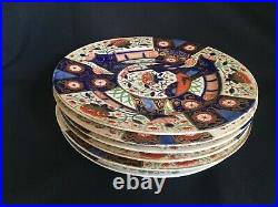 6 Antique Royal Crown Derby Hand Painted Imari Plates Dishes 19C England