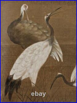 9 Huge & Monumental Antique Oriental Chinese Japanese Wallpaper Paintings Cranes