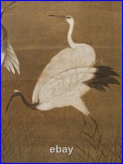9 Huge & Monumental Antique Oriental Chinese Japanese Wallpaper Paintings Cranes