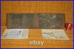 ANTIQUE EDO JAPANESE WOOD CARVED HANGI WOODBLOCK / 8 Book Pages 4 Illustrations