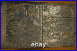 ANTIQUE EDO JAPANESE WOOD CARVED HANGI WOODBLOCK / 8 Book Pages 4 Illustrations