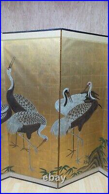 ANTIQUE JAPANESE lacquer Hand painted gilded ROOM DIVIDER c 1920