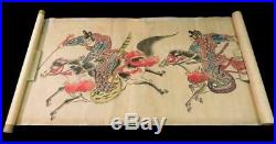 ASO69 Japanese hanging scroll (paper) Equestrian Musha 132.2inch #emakimono