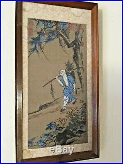 A Antique Small Gem Of Chinese Japanese Painting Hunter Heading Home Signed