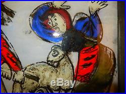 Andrzej Galek COSSACK AND BEAR Polish Reverse Glass Folk Art Painting 1960s