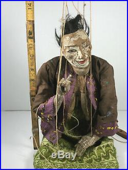 Antique 21 Japanese Woman Carved Painted Wood Marionette Puppet chinese asian