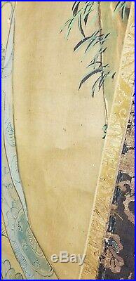 Antique 55x25inch Japanese Meiji Chinese Qing Scroll Painting Guanyin WC Gouache