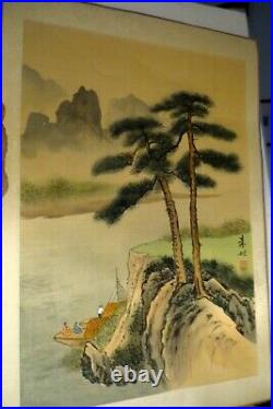 Antique Asian Japanese Watercolor on Silk Painting Signed by Artist vintage