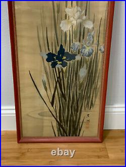 Antique Chinese or Japanese Signed Painting on Silk Bird & Flowers Decoration
