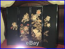 Antique Early 20th Meiji Japanese Embroidered Painted Screen Embroidery Chinese