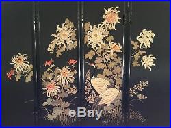 Antique Early 20th Meiji Japanese Embroidered Painted Screen Embroidery Chinese