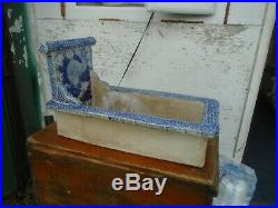 Antique Edo Era Japanese Toilet, Blue White Hand Painted China Pottery Spa Foot