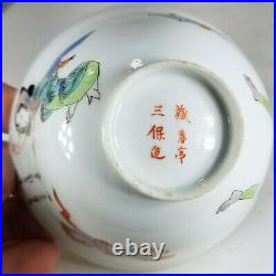 Antique Fine Japanese Chinese Eggshell Porcelain Teacup Saucer Painted Enamel