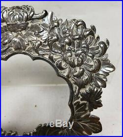 Antique Fine Japanese Sterling Silver Hallmarked Picture Frame Chrysanthemum