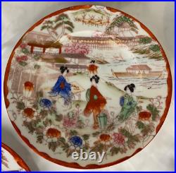 Antique Hand painted Japanese Satsuma Plates Eggshell Porcelain 6 Set of 5