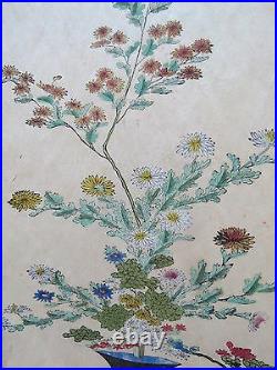 Antique JAPANESE 17th C Ikebana Rikka Flower Arrangement WATERCOLOR Painting