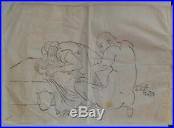 Antique Japan painting Shunga 1880s antique Japanese erotic art craft on paper