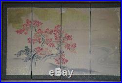 Antique Japanese Byobu wind screen 1880 Japan interior painting