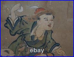 Antique Japanese Byobu wind screen painting 1700s Japan Karako art
