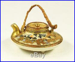 Antique Japanese Hand Painted Ceramic Gilded Miniature Teapot Late Meiji