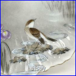 Antique Japanese Meiji Kutani Set 4 Bird Scenic Floral Painted Porcelain Plates