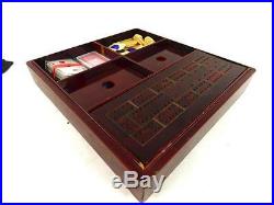 Antique Japanese Meiji Lacquer Games Box With Cribbage & Tokens Hand Painted