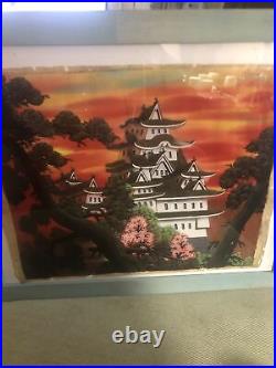 Antique Japanese Painting On Silk Probably Wood Block Very Very Old