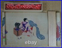 Antique Japanese Shunga erotic art silk painting 1920s Japan eros original
