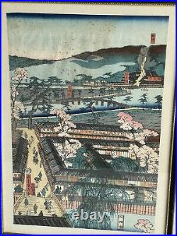 Antique Japanese Woodblock Print Framed Signed