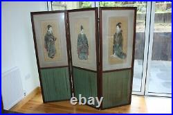 Antique Japanese dressing screen with paintings