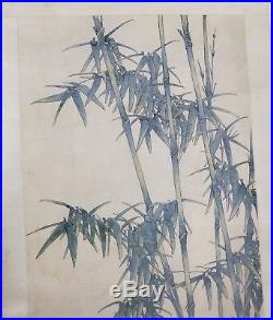 Antique Japanese or Chinese Scroll Painting Ducks Geese Bamboo Unsigned