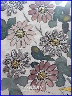Antique Japanese painting & bullion embroidery on silk Flowers #1, 20.5 inches