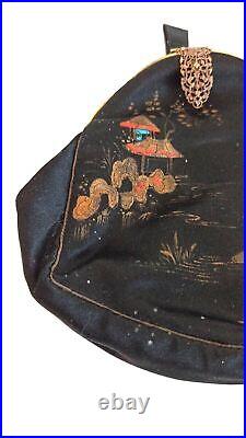 Antique Japanese women's wallet. Early 20th century. Zhelk. Painting on silk