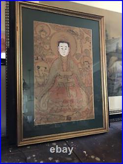 Antique Korean Goryeo Japanese Buddhist Woodblock Painting