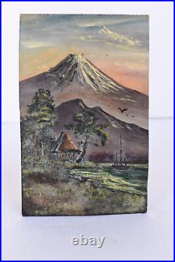 Antique Painting Water Color Japanese Art Lake Ashi In The Hakone Hills