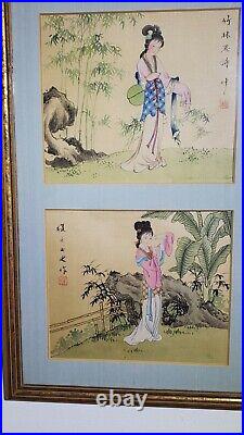 Antique Vtg Signed Japanese Watercolor Painting on Silk Republic Period Red Seal