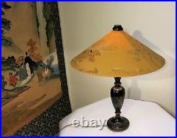 Antique chinoiserie lacquer lamp painted birds mountains moon Japanese Aesthetic