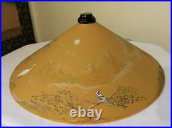 Antique chinoiserie lacquer lamp painted birds mountains moon Japanese Aesthetic