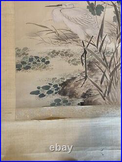 Antique japanese Scroll watercolor painting On Silk