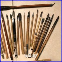 Artisan's Cache of 25 Old Chinese Paint Calligraphy Bamboo Brushes